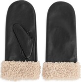 Whistles Borg Cuff Leather Mittens